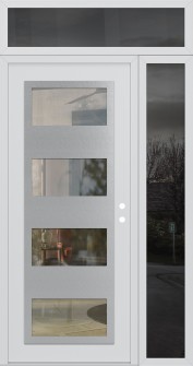 Diamond C2 48" x 96" white/white clear Glass Panel stainless steel LHI with Sidelite and Transom mirrored Glass