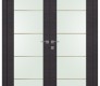 Avanti 202 4H Gold Strips Vetro Black Apricot Modern Interior Double Swing Doors by Belldinni