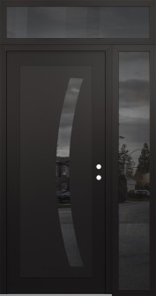 Diamond C4 52" x 96" black/black mirrored Glass Panel black LHI with Sidelite and Transom mirrored Glass