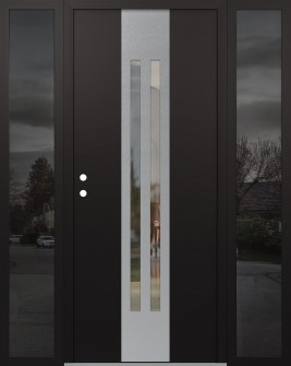 DIAMOND A8 60" X 80" BLACK/BLACK CLEAR GLASS PANEL STAINLESS STEEL RHI WITH 2 SIDELITES MIRRORED GLASS