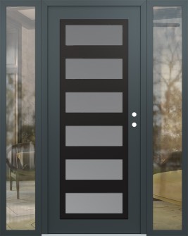 Diamond C9 68" x 80" anthracite/anthracite frosted Glass Panel black LHI with 2 Sidelites clear Glass