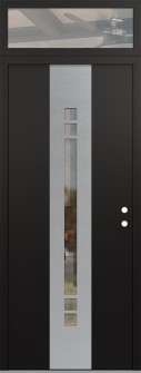 DIAMOND A4 36" X 96" BLACK/BLACK CLEAR GLASS PANEL STAINLESS STEEL LHI WITH TRANSOM CLEAR GLASS