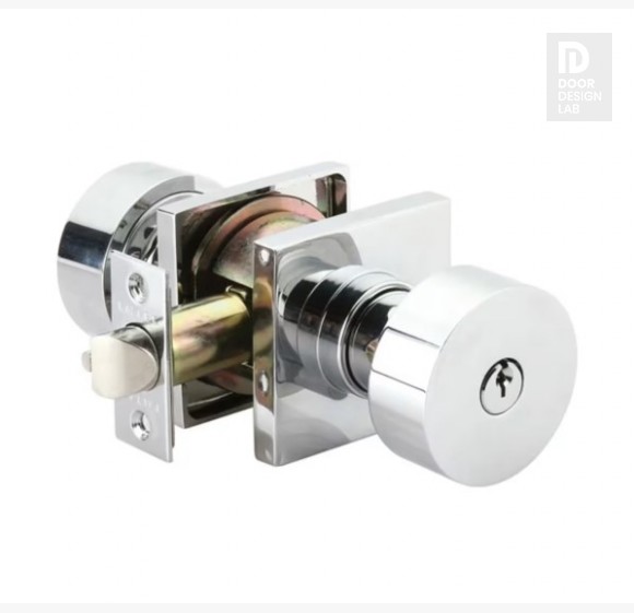 EMTEK ROUND KNOB WITH DISK ROSETTE DUMMY 5015 POLISHED CHROME US26 for Steel Front Doors