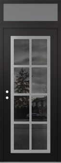 Diamond C16 36" x 96" black/black mirrored Glass Panel stainless steel RHI with Transom frosted Glass