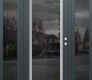 Modern Steel Front Door Diamond C1 68" x 80" anthracite/anthracite mirrored Glass Panel stainless steel LHI with 2 Sidelites mirrored Glass