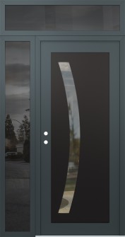 Diamond C4 50" x 96" anthracite/anthracite clear Glass Panel black RHI with Sidelite and Transom mirrored Glass