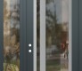 Modern Steel Front Door Diamond C15 50" x 96" anthracite/anthracite clear Glass Panel stainless steel RHI with Sidelite and Transom clear Glass
