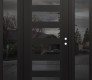 Modern Steel Front Door Diamond C9 60" x 80" black/black mirrored Glass Panel black LHI with 2 Sidelites mirrored Glass