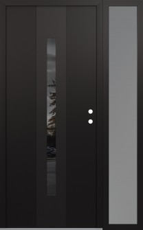 DIAMOND A2 52" X 80" BLACK/BLACK MIRRORED GLASS PANEL BLACK LHI WITH SIDELITE FROSTED GLASS