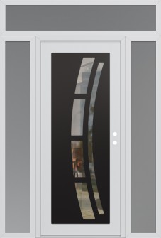 Diamond C12 60" x 96" white/white clear Glass Panel black LHI with 2 Sidelites and Transom frosted Glass