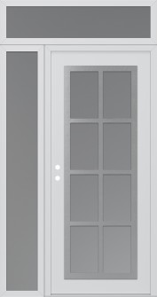 Diamond C16 50" x 96" white/white frosted Glass Panel stainless steel RHI with Sidelite and Transom frosted Glass