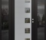 Modern Steel Front Door Diamond C5 68" x 80" black/black clear Glass Panel stainless steel LHI with 2 Sidelites mirrored Glass