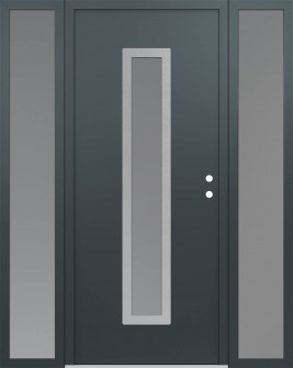 DIAMOND A11 60" X 80" ANTHRACITE/ANTHRACITE FROSTED GLASS PANEL STAINLESS STEEL LHI WITH 2 SIDELITES FROSTED GLASS