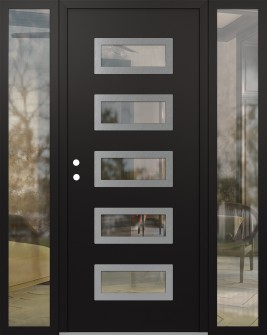 Diamond D1 60" x 80" black/black clear Glass Panel stainless steel RHI with 2 Sidelites clear Glass