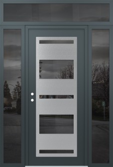 Diamond C10 60" x 96" anthracite/anthracite mirrored Glass Panel stainless steel RHI with 2 Sidelites and Transom mirrored Glass