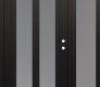 Modern Steel Front Door Diamond C14 52" x 80" black/white frosted Glass Panel black LHI with Sidelite frosted Glass
