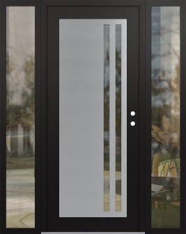 Diamond C6 60" x 80" black/black clear Glass Panel stainless steel LHI with 2 Sidelites clear Glass