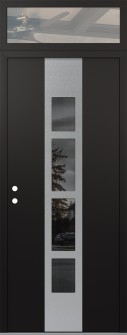 DIAMOND A10 36" X 96" BLACK/BLACK MIRRORED GLASS PANEL STAINLESS STEEL RHI WITH TRANSOM CLEAR GLASS