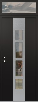 DIAMOND A10 36" X 96" BLACK/BLACK CLEAR GLASS PANEL STAINLESS STEEL RHI WITH TRANSOM CLEAR GLASS