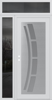 Diamond C12 48" x 96" white/white frosted Glass Panel stainless steel RHI with Sidelite and Transom mirrored Glass