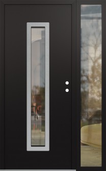 DIAMOND A11 52" X 80" BLACK/BLACK CLEAR GLASS PANEL STAINLESS STEEL LHI WITH SIDELITE CLEAR GLASS