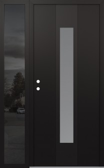 DIAMOND A1 48" X 80" BLACK/WHITE FROSTED GLASS PANEL BLACK RHI WITH SIDELITE MIRRORED GLASS