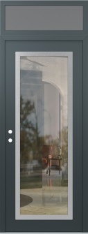Diamond C1 36" x 96" anthracite/anthracite clear Glass Panel stainless steel RHI with Transom frosted Glass