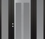 Modern Steel Front Door Diamond C14 60" x 96" black/white frosted Glass Panel stainless steel RHI with 2 Sidelites and Transom frosted Glass