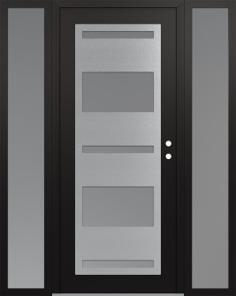 Diamond C10 68" x 80" black/white frosted Glass Panel stainless steel LHI with 2 Sidelites frosted Glass