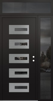 Diamond D6 52" x 96" black/black mirrored Glass Panel stainless steel LHI with Sidelite and Transom mirrored Glass