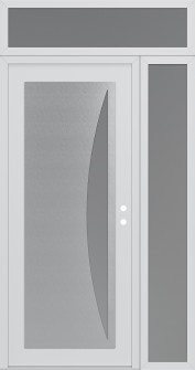 Diamond C13 48" x 96" white/white frosted Glass Panel stainless steel LHI with Sidelite and Transom frosted Glass