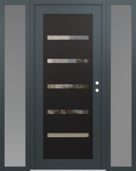 Diamond C7 60" x 80" anthracite/anthracite clear Glass Panel black LHI with 2 Sidelites frosted Glass