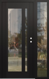 Diamond C15 50" x 80" black/black clear Glass Panel black LHI with Sidelite clear Glass