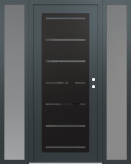 Diamond C11 68" x 80" anthracite/anthracite mirrored Glass Panel black LHI with 2 Sidelites frosted Glass