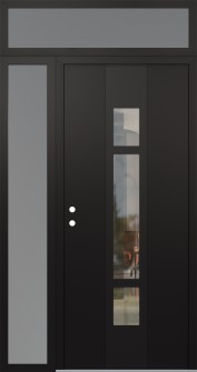 DIAMOND A9 52" X 96" BLACK/BLACK CLEAR GLASS PANEL BLACK RHI WITH SIDELITE AND TRANSOM FROSTED GLASS