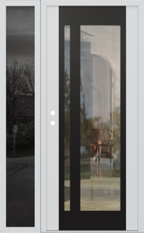 Diamond C15 52" x 80" white/white clear Glass Panel black RHI with Sidelite mirrored Glass