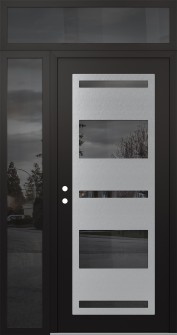 Diamond C10 50" x 96" black/black mirrored Glass Panel stainless steel RHI with Sidelite and Transom mirrored Glass