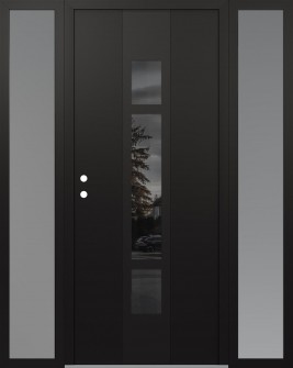 DIAMOND A9 64" X 80" BLACK/BLACK MIRRORED GLASS PANEL BLACK RHI WITH 2 SIDELITES FROSTED GLASS
