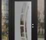 Modern Steel Front Door Diamond C12 64" x 96" black/black clear Glass Panel stainless steel LHI with 2 Sidelites and Transom clear Glass