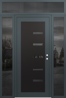 Diamond C8 68" x 96" anthracite/anthracite mirrored Glass Panel black LHI with 2 Sidelites and Transom mirrored Glass