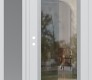Modern Steel Front Door Diamond C1 48" x 80" white/white clear Glass Panel stainless steel RHI with Sidelite frosted Glass
