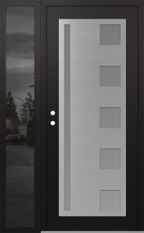 Diamond C3 48" x 80" black/white frosted Glass Panel stainless steel RHI with Sidelite mirrored Glass