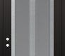 Modern Steel Front Door Diamond C14 36" x 96" black/white frosted Glass Panel stainless steel RHI with Transom clear Glass