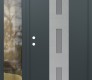 Modern Steel Front Door DIAMOND A7 48" X 80" ANTHRACITE/ANTHRACITE FROSTED GLASS PANEL STAINLESS STEEL RHI WITH SIDELITE CLEAR GLASS