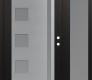 Modern Steel Front Door Diamond C3 50" x 80" black/white frosted Glass Panel stainless steel LHI with Sidelite frosted Glass