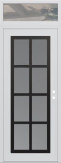 Diamond C16 36" x 96" white/white frosted Glass Panel black LHI with Transom clear Glass