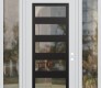Modern Steel Front Door Diamond C9 64" x 96" white/white clear Glass Panel black LHI with 2 Sidelites and Transom clear Glass