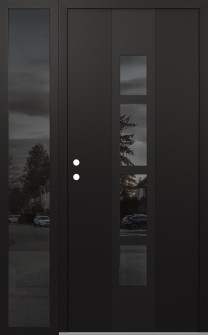 DIAMOND A10 50" X 80" BLACK/BLACK MIRRORED GLASS PANEL BLACK RHI WITH SIDELITE MIRRORED GLASS