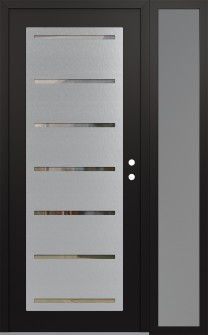Diamond C11 48" x 80" black/black clear Glass Panel stainless steel LHI with Sidelite frosted Glass
