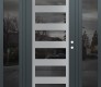 Modern Steel Front Door Diamond C9 64" x 80" anthracite/anthracite mirrored Glass Panel stainless steel LHI with 2 Sidelites mirrored Glass